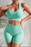 Kadın Açık Mavi Yüksek Bel Çapraz Sırt Detaylı Şortlu Gecelik Takım