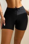 Kadın Siyah Önden Bağcıklı Deniz Şortu