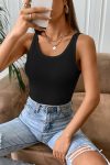 Kadın Siyah Kolsuz Kalın Askılı Uzun Crop Top Bluz & Atlet