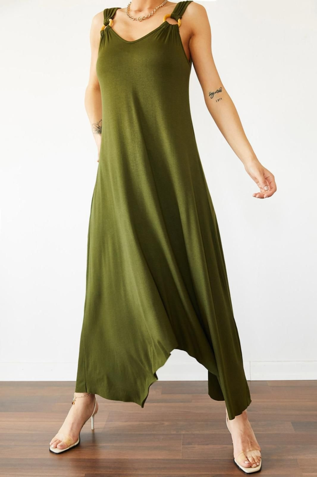 Kadın çan Dokuma Kumaş V Yaka Asimetrik Kesim Elbise Kadın çan Dokuma Kumaş V Yaka Asimetrik Kesim Elbise