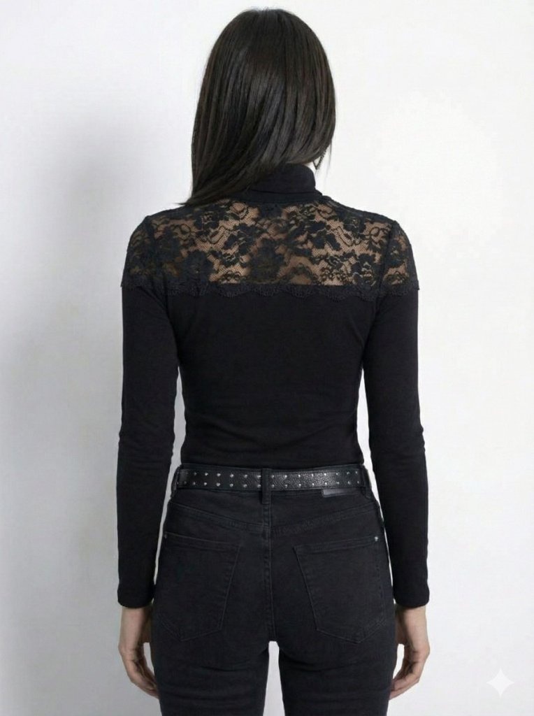 Kadın Uzun Kollu Balıkçı Yaka Dantelli Kaşkorse Bluz Kadın Uzun Kollu Balıkçı Yaka Dantelli Kaşkorse Bluz