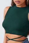 Kadın Yeşil Çapraz Bağlamalı Crop Top Büstiyer