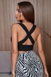 Kadın Siyah Çapraz Sırt Detaylı Şık Crop Top Büstiyer
