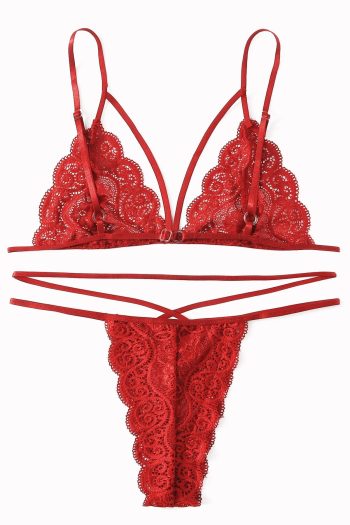 Kadın Kırmızı Dantel Sütyen Külot Takımı