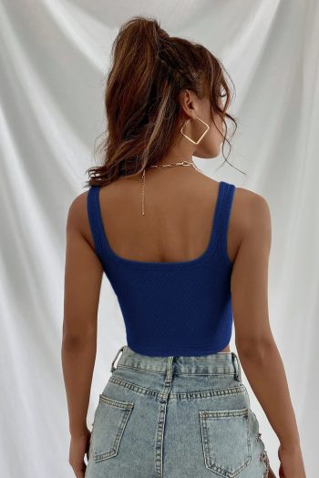 Kadın Lacivert Kalın Askılı Crop Top Büstiyer