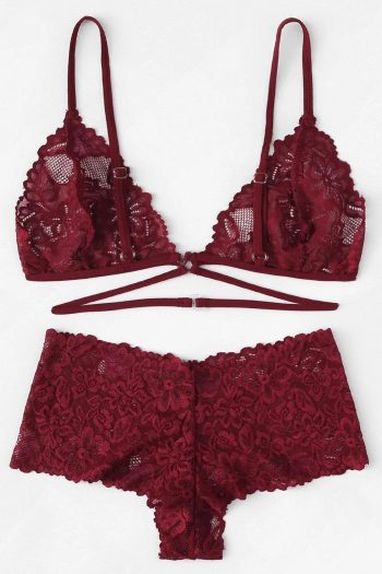 Kadın Bordo Özel Şık Sütyen Külot Takımı