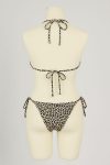 Kadın Siyah ve Leopar Detaylı Yandan Bağlamalı Bikini Takımı