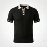 Erkek Düğme Yakalı Kontrast Yaka Triko Tişört