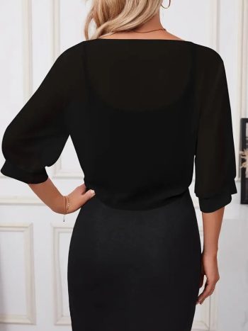 Kadın Truvakar Kol önden Bağlamalı Kısa şifon Bolero Ceket