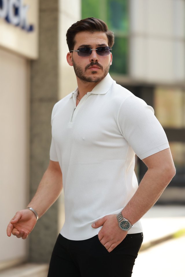 Erkek Fermuarlı Yakalı Kısa Kollu Tshirt Erkek Fermuarlı Yakalı Kısa Kollu Tshirt