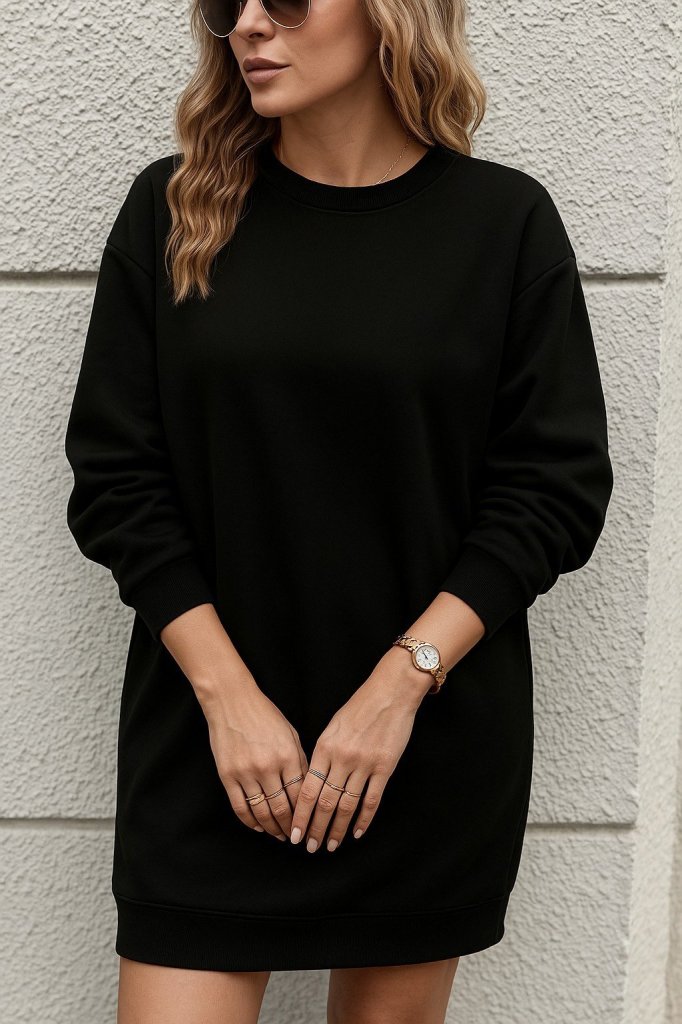 Kadın Uzun Kollu Bisiklet Yaka Iki Iplik Elbise Kadın Uzun Kollu Bisiklet Yaka Iki Iplik Elbise