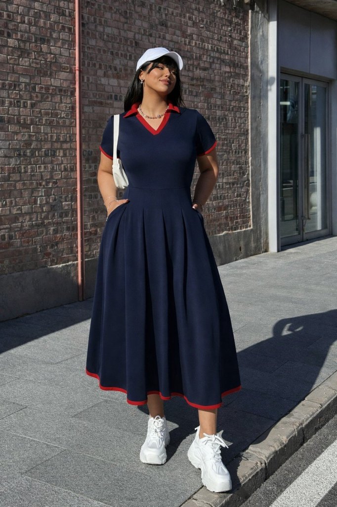 Kadın Kısa Kollu V Yakalı Pileli Uzun Janjan Krep Elbise Kadın Kısa Kollu V Yakalı Pileli Uzun Janjan Krep Elbise