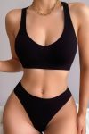 Kadın Siyah Desteksiz Seamless Tangalı İç Çamaşır Takımı