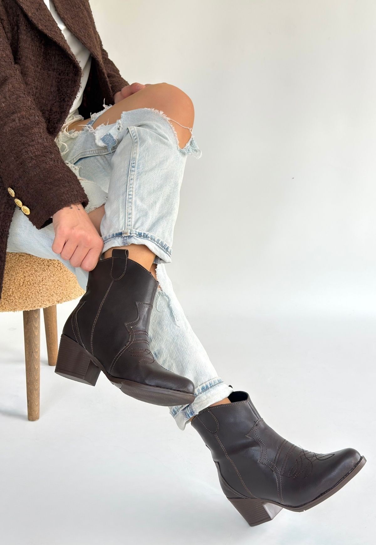 Akver Acı Kahve Cilt Topuklu Bot Akver Acı Kahve Cilt Topuklu Bot