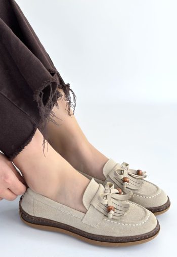 Boriy Bej Deri Tozu Süet Babet Ayakkabı