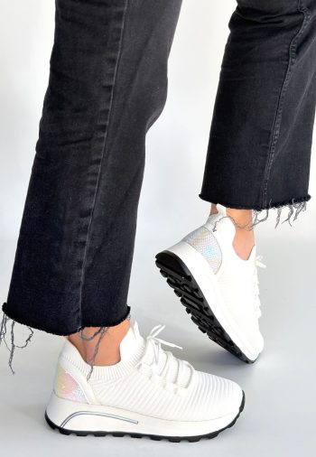 Feort Beyaz Triko Bağcıklı Spor Ayakkabı