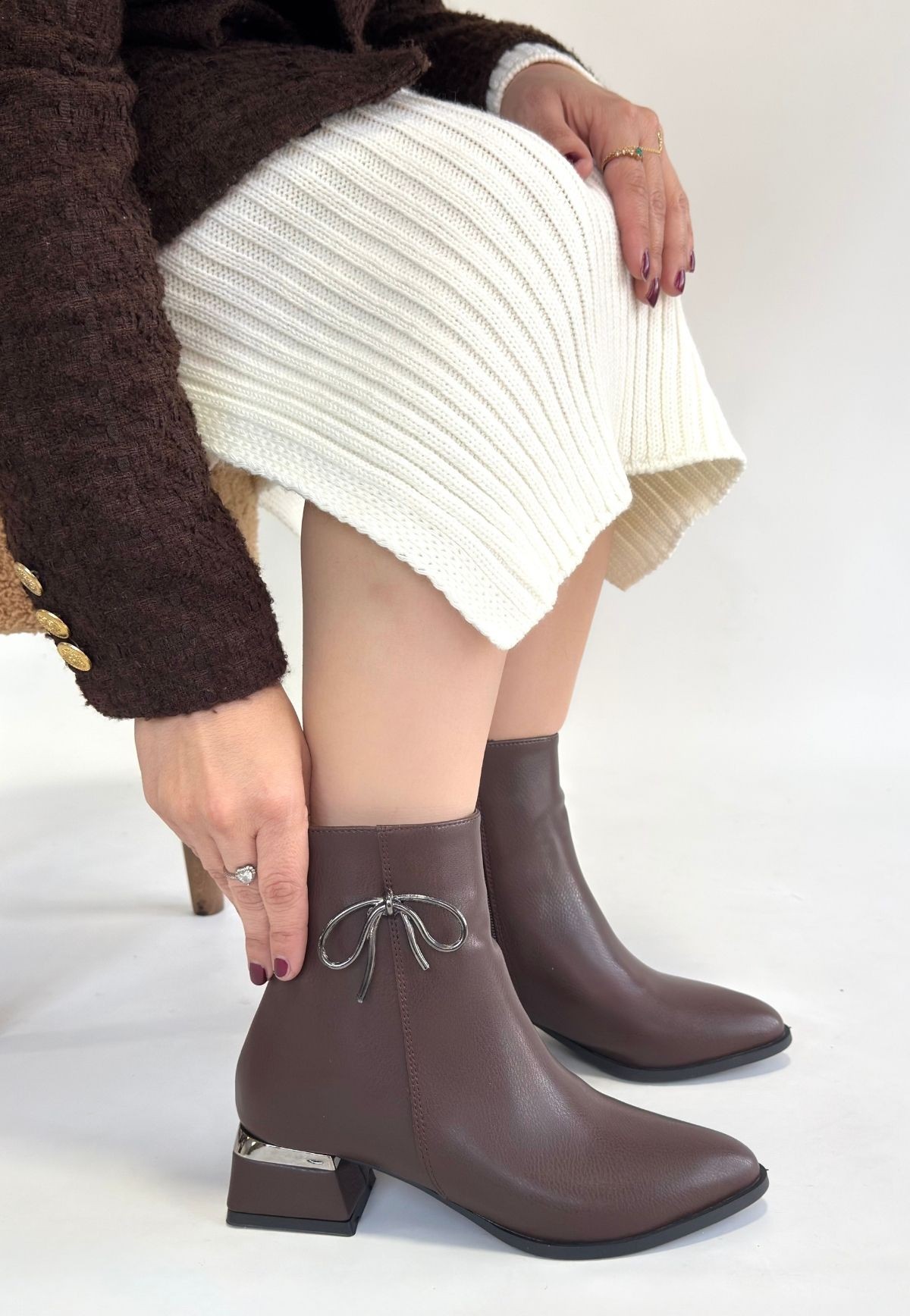 Harly Kahverengi Cilt Topuklu Bot Harly Kahverengi Cilt Topuklu Bot