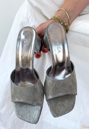 Luart Platin Simli Topuklu Terlik