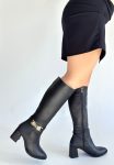 Mooni Siyah Cilt Topuklu Çizme