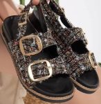 Olira Siyah Simli Kemerli Sandalet