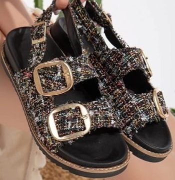 Olira Siyah Simli Kemerli Sandalet