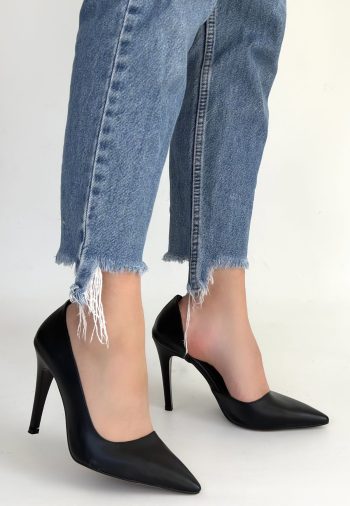 Pley Siyah Cilt Stiletto Ayakkabı