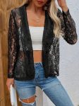Kadın Uzun Kollu Yakalı önü Açık Dantelli Ceket