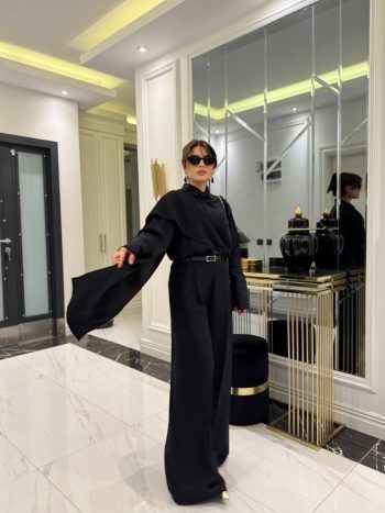 Kadın Uzun Kollu şal Detaylı Bluz Ve Pantolon Ikili Takım (kemer Dahil Değil)