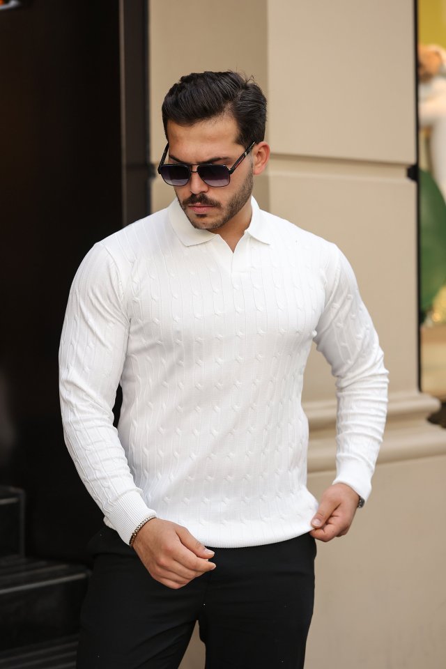 Erkek Saç örgü Desen Uzun Kollu Triko Erkek Saç örgü Desen Uzun Kollu Triko