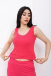 Askılı Kayık Yaka Crop Bady Fuşya – P-020497