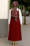Kadın Bordo Basic Ayarlanabilir Askılı Jile Elbise