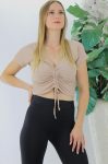 Ön Büzgülü Crop Bluz Camel – 1293.33