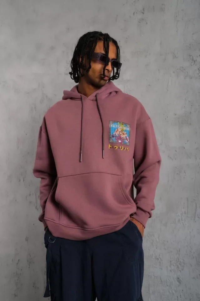 Erkek Patel Six Baskılı Kapüşonlu Sweat - Gül Kurusu Erkek Patel Six Baskılı Kapüşonlu Sweat - Gül Kurusu