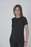 Gögüs Fileli Slim Fit T-shirt – Siyah