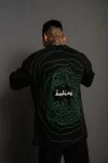 Erkek Bisiklet Yakalı Sırt Baskılı Oversize T-Shirt – Siyah