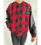 Erkek Pötikare Desen Nakışlı Kolej Ceket – Kırmızı