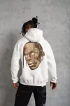 Erkek Kordonlu Arka Maske Kordon Saçlı Kapüşonlu – Beyaz