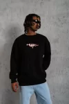 Erkek 3 İplik Gangster Baskılı Sweatshirt – Siyah