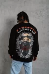 Erkek 3 İplik Gangster Baskılı Sweatshirt – Siyah