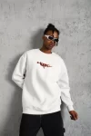 Erkek 3 İplik Gangster Baskılı Sweatshirt – Beyaz