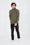 Erkek Yarım Fermuarlı Baskılı Sweat – Yeşil