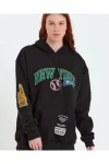 Baskılı Kapüşonlu Sweatshirt – Siyah