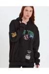 Baskılı Kapüşonlu Sweatshirt – Siyah