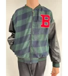 Erkek Pötikare Desen Nakışlı Kolej Ceket – Haki