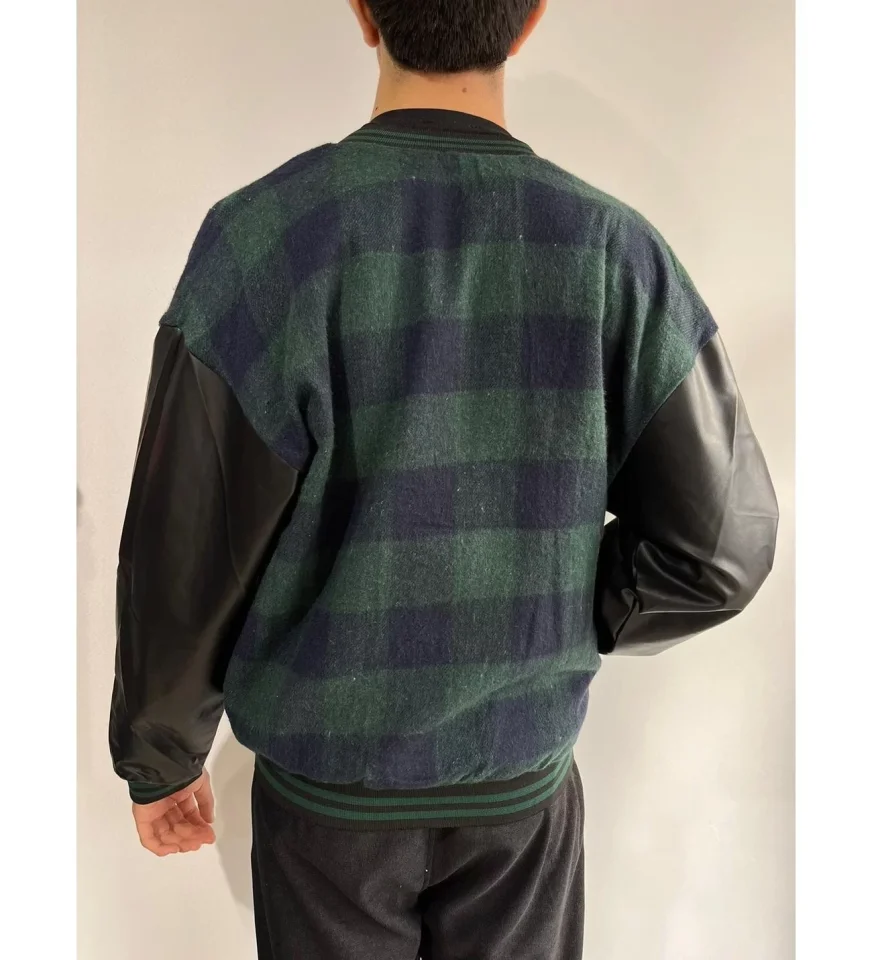 Erkek Pötikare Desen Nakışlı Kolej Ceket - Haki Erkek Pötikare Desen Nakışlı Kolej Ceket - Haki