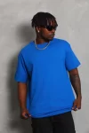 Unisex Oversize Düz Bisiklet Yaka T-Shirt – Mavi