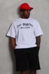 Unisex Oversize Baskılı Bisiklet Yaka T-Shirt – Beyaz