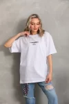 Unisex Baskılı Oversize T-Shirt – Beyaz