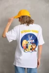 Unisex Baskılı Oversize T-Shirt – Beyaz