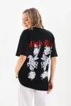 Unisex Baskılı Oversize T-Shirt – Siyah